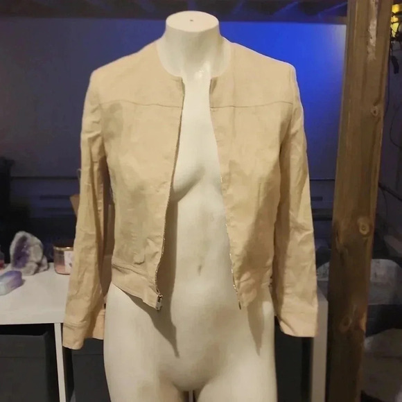 THEORY LINEN BLEND MOTO JACKET - Picture 4 of 6